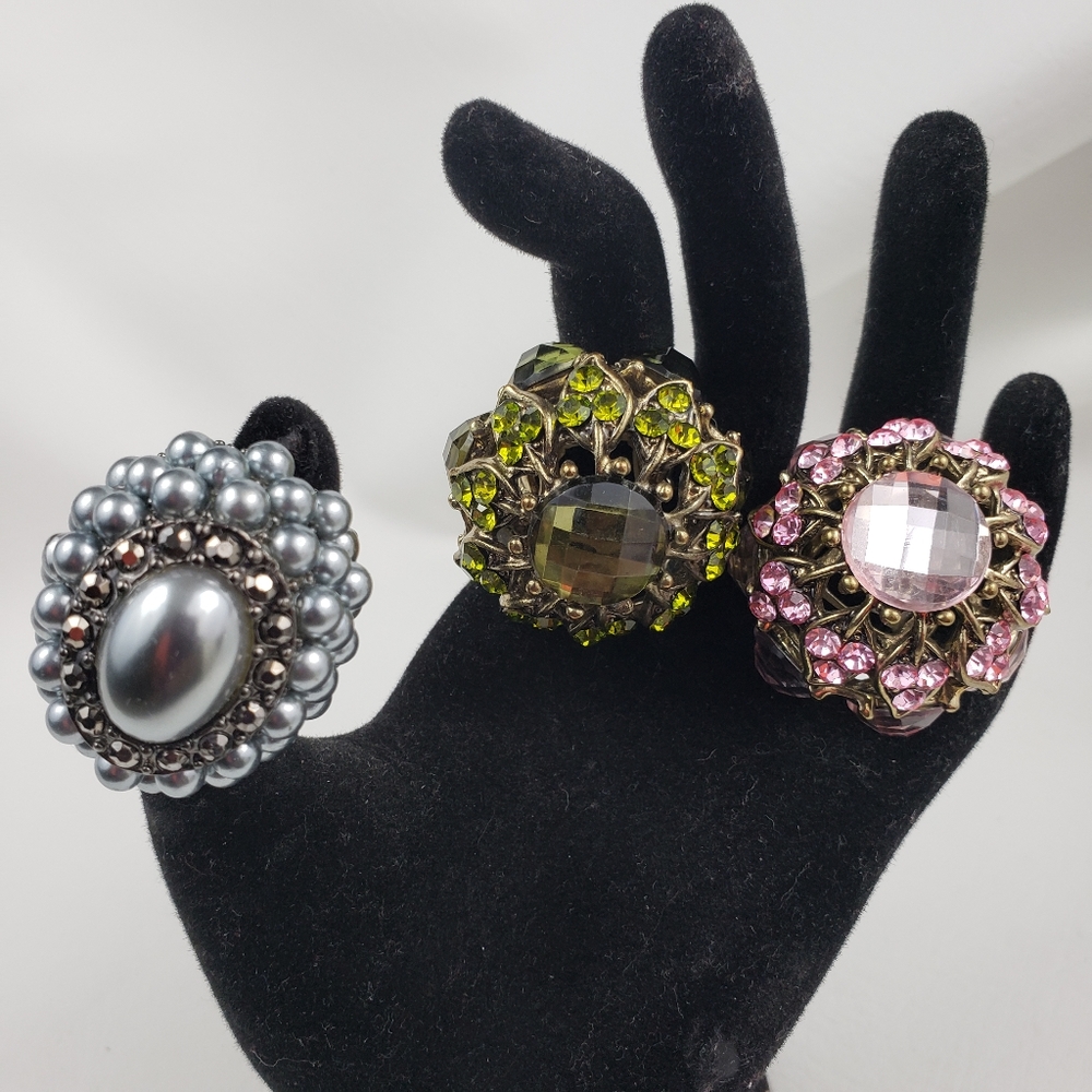 Ashley Stewart Trio Stretch Cocktail Ring Set